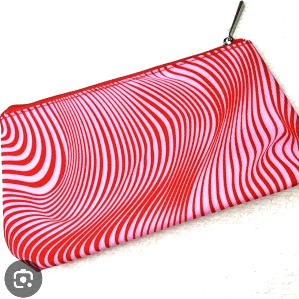 Clinique Red and White Swirl Clutch